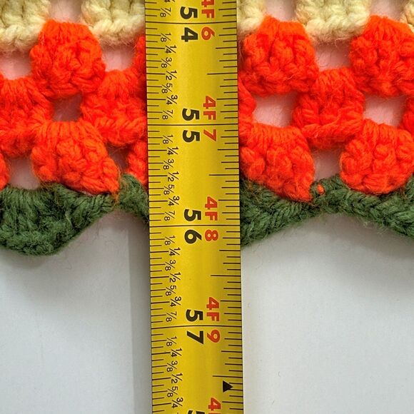 Vintage Granny Square Crocheted Afghan Throw Blanket Orange Retro Rosanne - Picture 2 of 4